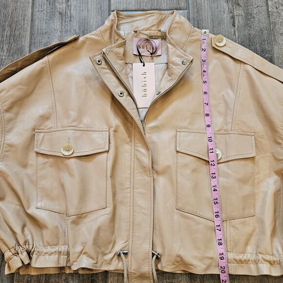 Bubish Revolve Jacket Womens Size S Savannah Lambskin Leather Zip Snap Caramel - Picture 6 of 16